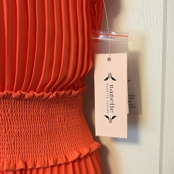 Nanette Lepore Coral Pleated Dress Size 8 - Picture 3 of 6